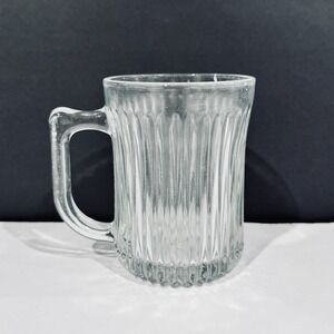 Vintage Gibson Royal Crest Clear Ribbed‎ Glass Coffee Tea Mug Cup EUC No Dmg